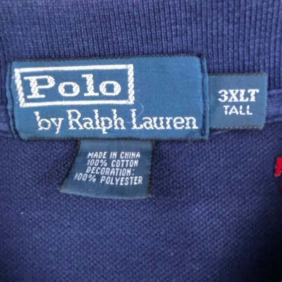 Vintage Polo Ralph Lauren Shirt 3XLT Tall Blue Lobster Embroider All Over Logo - Picture 4 of 8